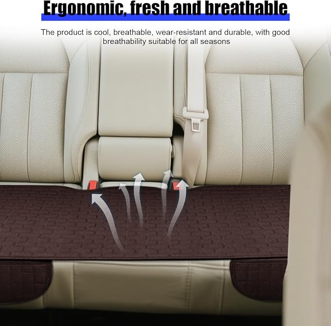 Osilly Car Back Seat Cover, Anti-Slip Long Vehicle Rear Bench Protectors with Storage Pocket, Breathable Comfortable Auto Interior Seating Bottom Protection Accessories, Universal Fit (Coffee) - Image 4