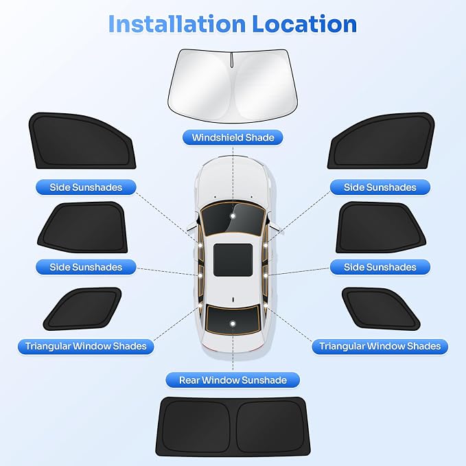 Canvcle Sunshades for 2025 2026 Toyota 4Runner Accessories Windshield Sun Shade Side Rear Window Shade Cover Sun Visor Shield Privacy Protection for Camping Keep Vehicle Cool Black 8PCS - Image 5