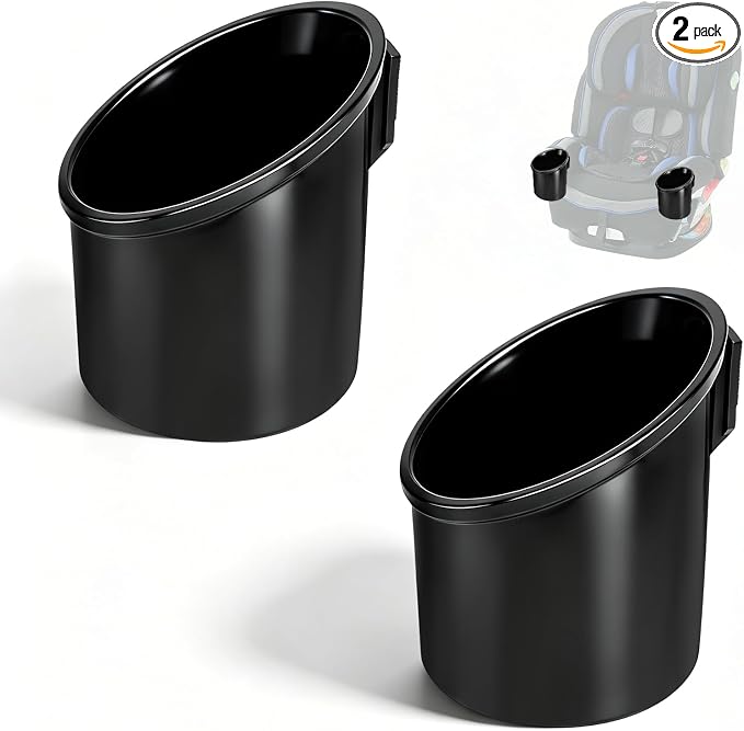 2 Pcs Car Seat Cup Holders Compatible with Graco 4Ever DLX Car Seats | PP Injection Molded Material, Toddler Car Seat Accessory, With Drain Holes, Dishwasher Safe Replacement Cup Holder, Black by Unknown