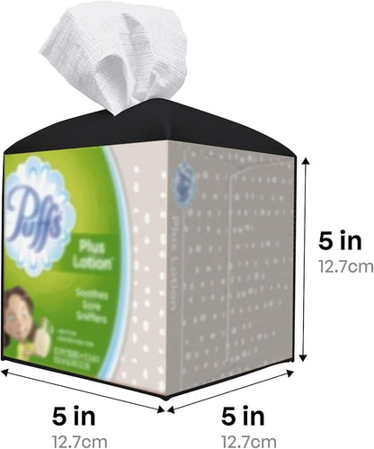 carrotez Tissue Box Cover, [Refined] Modern PU Leather Square Tissue Box Holder - Decorative Holder/Organizer for Bathroom Vanity Countertop, Night Stands, Office Desk & Car 5X5X5 - Black - Image 5