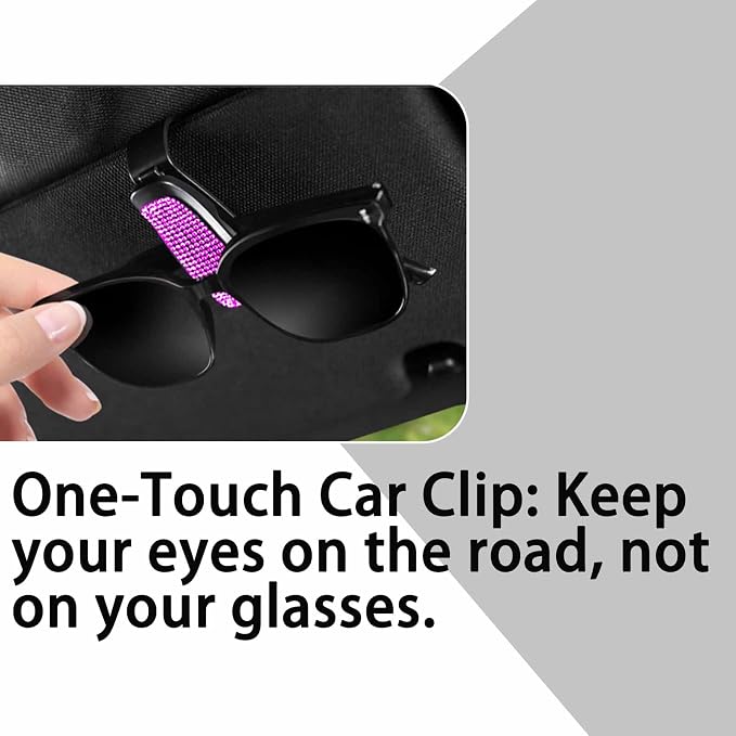 Shimmering Rhinestone Car Visor Clips (2-Pack) - One-Handed Glam Sunglass Holder, Secure Clip for Sun Visor (Pink) - Image 5
