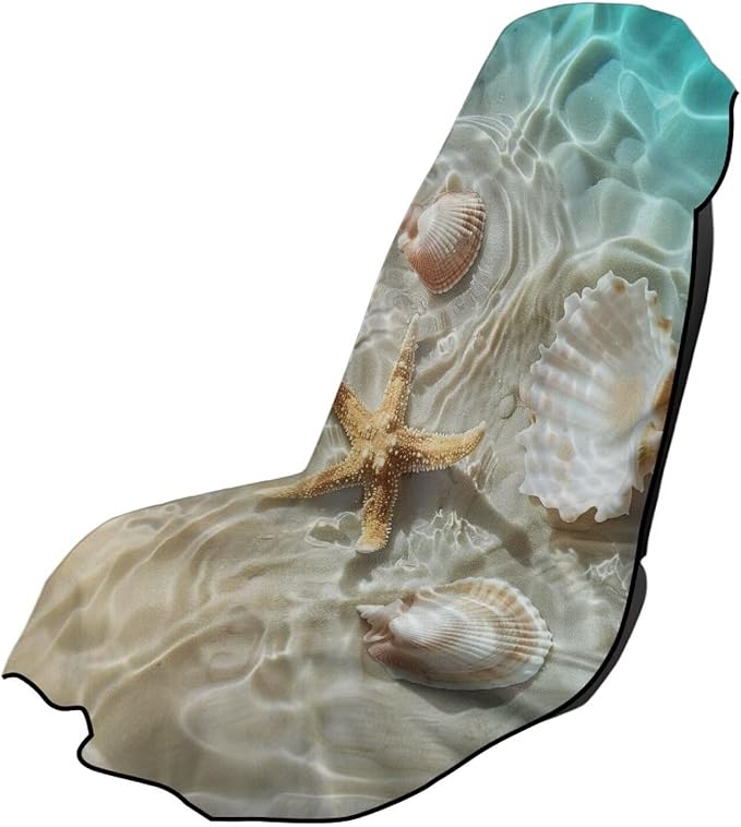 SEANATIVE Starfish Shell Print Sweat Towel Seat Cover, Premium Car Seat Towel Protector for Trucks SUV Jeep, Universal Seat Covers for Post Gym Workout, Running, Swimming, Beach by SEANATIVE