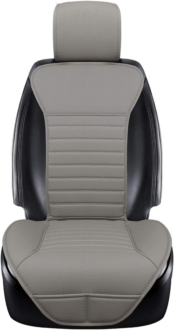Universal Car Seat Cover PU Leather Car Seat Cushion Driver Seat Cover with Backrest - Car Front Seat Protector Fits 95% of Vehicles-1 Piece (Gray-B) by EDEALYN
