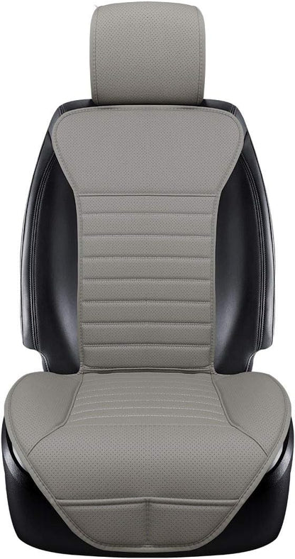 Universal Car Seat Cover PU Leather Car Seat Cushion Driver Seat Cover with Backrest - Car Front Seat Protector Fits 95% of Vehicles-1 Piece (Gray-B) by EDEALYN