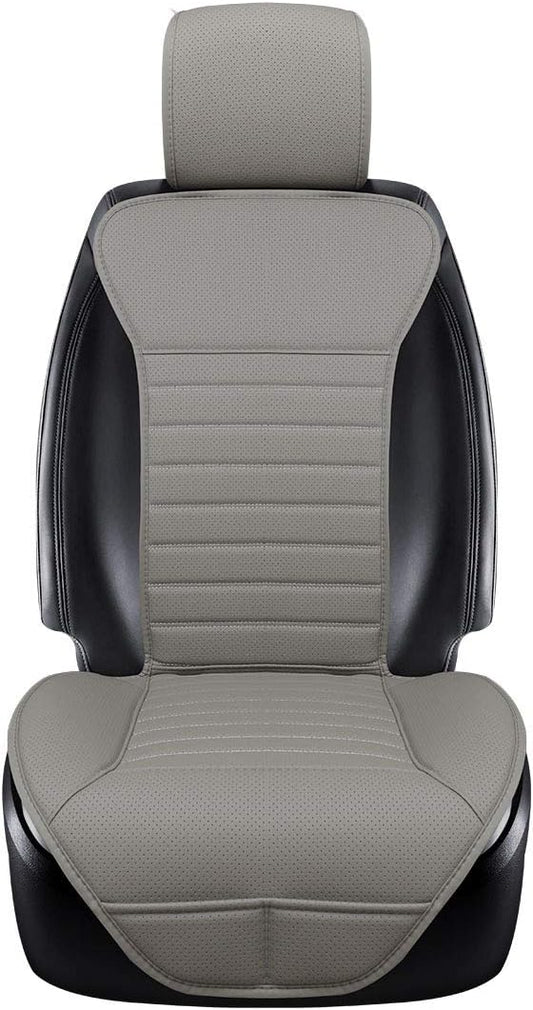 Universal Car Seat Cover PU Leather Car Seat Cushion Driver Seat Cover with Backrest - Car Front Seat Protector Fits 95% of Vehicles-1 Piece (Gray-B) by EDEALYN