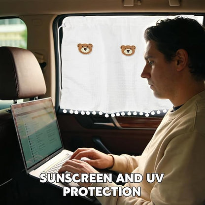 Car Side Window Sun Shade Privacy Curtain for Baby, Car Window Screen, 25"x18" Sun Protection Curtain, Blackout UV Protection Window Shades with Suction Cup for Back Seat (Three Bears) - Image 5