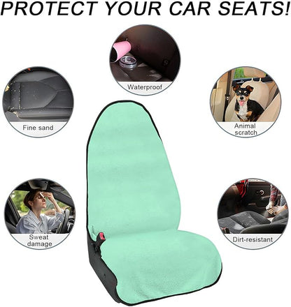 DXNQ Car Towel Seat Cover, Waterproof Sweating Non-Slip Premium Soft Towel Carseat Protector, Universal Machine Washable Car Truck SUV Front Seat Cover for Gym Workout Beach Hiking (Mint Green) - Image 6