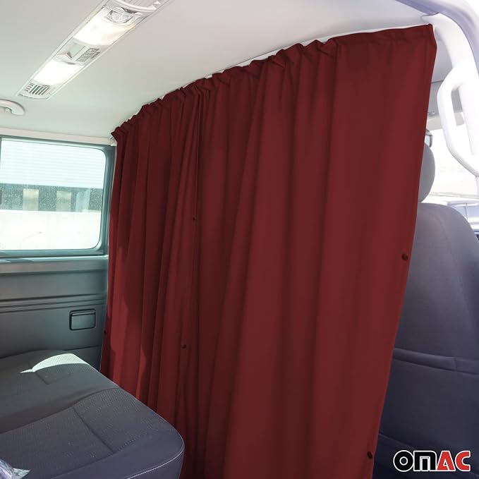 OMAC 54" x 71" Cab Divider Van Cabin Curtain Campervan Kit Red - Image 6