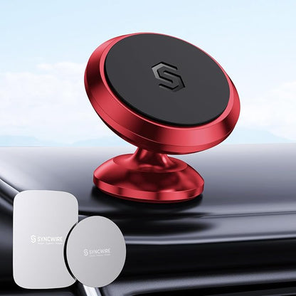 SYNCWIRE Magnetic Car Phone Holder for Dashboard, 360° Adjustable Strong Magnets Cell Phone Car Mount Compatible with iPhone, Samsung, Android - Red | 360° Rotation, Strong Magnets, Reliable Adhesive, All Metal Car Mount Compatible with iPhone, Samsung... - Image 8