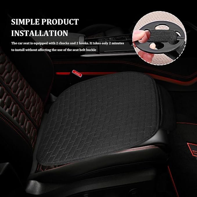 Linen Car Back Seat Cover, Car Seat Bottom Covers Protectors, Anti-Slip Automotive Long Rear Seat Protectors with Storage Pocket, Seats Back Protector for Most Vehicles (Single-Seat/Black) - Image 7