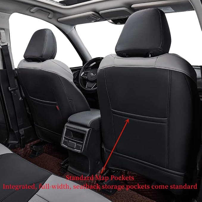 coverdream Forester Leather Seat Covers Custom Fit for 2019-2024 Subaru Forester SUV Seat Cushion,Fully Covered,Airbag Compatible Waterproof Car Seat Protector (Full Set,Black/Gray) - Image 6