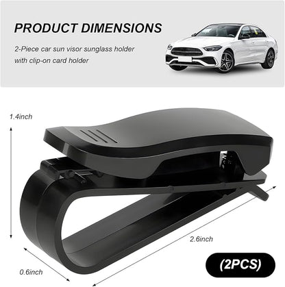 2 PCS Sunglass Holder for Car Sun Visor, Eyeglasses Hanger Clip Auto Visor Ticket Card Organizer, Multi-Functional Glasses Holder Vehicle Interior Clamps for Women Men - Image 2