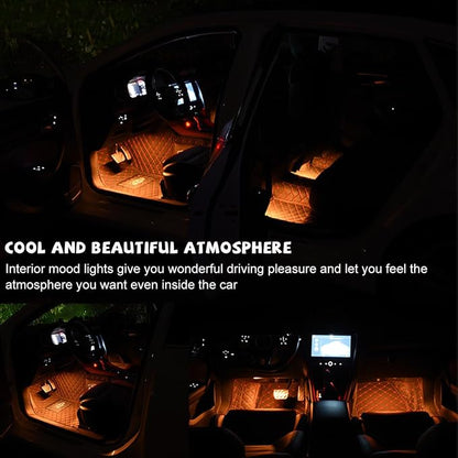 povtii Car LED Strip Light, 24 LED RGB Auto Under Dash Interior Atmosphere Lights, USB Vehicle Decorative Lamp Ambient Night Light Strip, Lighting Kit Car Accessories (Orange, Cigarette Lighter) - Image 4
