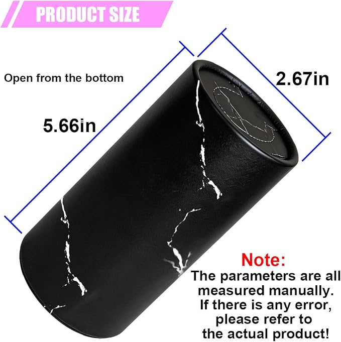 2PCS Car Tissue Holder, Round Car Cup Holder Tissue Cylinder, Black | Portable Travel Tubes Box Container for Facial Tissues, Marble Texture Auto Storage Organizer Accessories for Car Home Office - Image 2