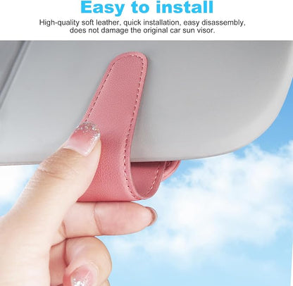 TCJJ Sunglasses Holders for Car Visor,Car Magnetic Glasses Holder Leather Sunglasses Clip and Ticket Card Clip Suitable for Car Interior Visor and Different Size Eyeglasses(Pink/2) - Image 3