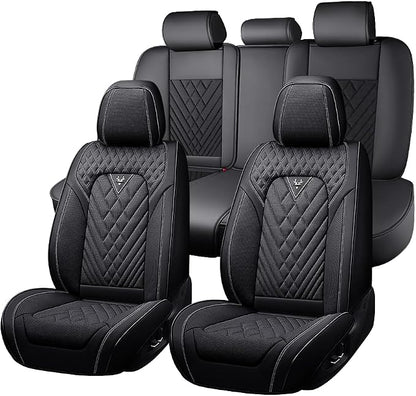Fit for Toyota Sequoia Seat Covers 2001-2026, Nappa Leather, 360° Full Protection, Thick Padding & Memory Foam, Waterproof & Stain-Resistant Car Seat Cover (Full Set,Black) by Unknown