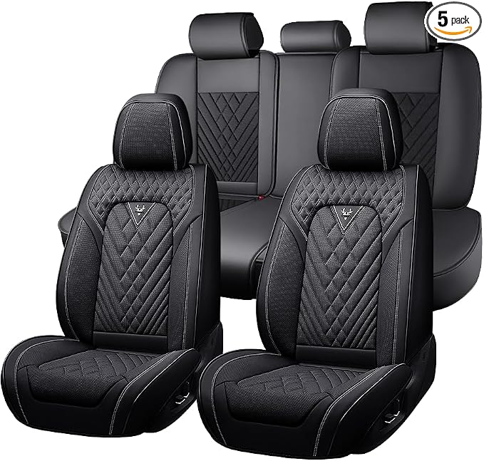 Fit for Toyota Camry Seat Covers 2001-2026,Premium Leather, 360° Full Protection, Thick Padding & Memory Foam, Waterproof & Stain-Resistant Car Seat Cover Full Set (5 Seat,Black) by Unknown