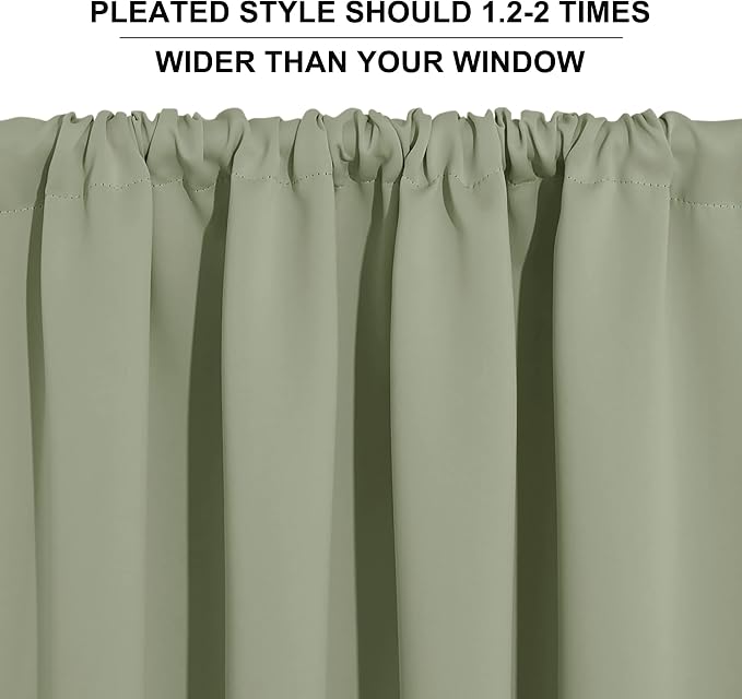 RYB HOME Blackout Curtains for Bedroom Living Dining Room 84 inches Long | Privacy Protection,Thermal Insulated,Sunlignt Heat Blocking,Drapes for Nursery Rental Room,W42 x L84,Sage Green,2 Panels - Image 9