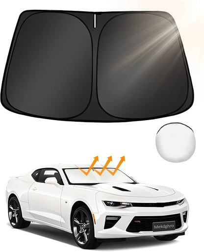 Custom Fit Windshield Sun Shade for Chevy Camaro 2016-2024 | Foldable, Easy to Install & Store, Full Coverage, 210T Reflective Fabric, Blocks 99% of UV Rays by Mekdghro