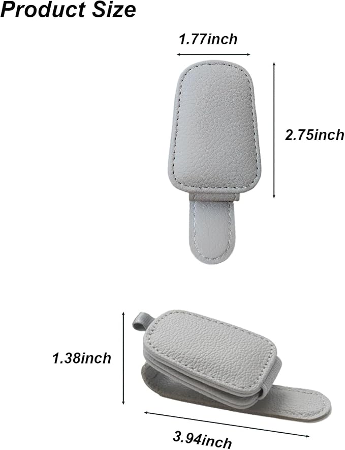 2 Pack Sunglass Holder for Car Magnetic Leather Sunglass Clip Universal Eyeglass Holder Car Visor Accessories Gray - Image 2