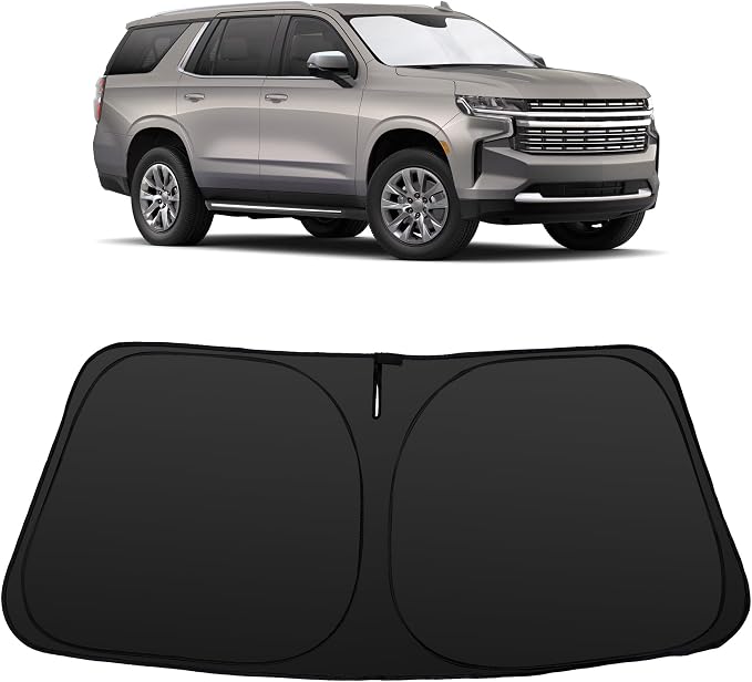 Windshield Sun Shade for 2021 2022 2023 2024 2025 2026 Tahoe Foldable | Foldable, Full covered for windshield, Block UV Rays, Heat Reduction, Easy to install, Keeps Car Cooler by YYCKE