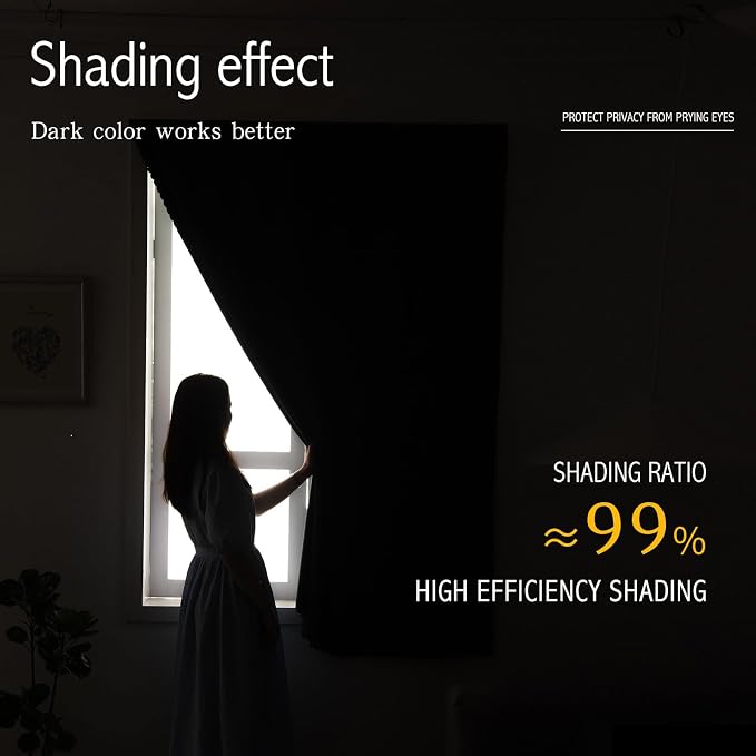 Blackout Curtains with Self Adhesive Tape No Rod No Drill Easy Install Window Cover for Bedroom Kitchen Dorm 34" W X 79" L White 1 Panel - Image 3