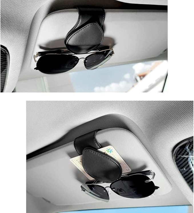 OFBAND Magnetic Sunglass Holder for Visor, PU Leather Car Organizer - Universal Accessory (Brown) - Image 6