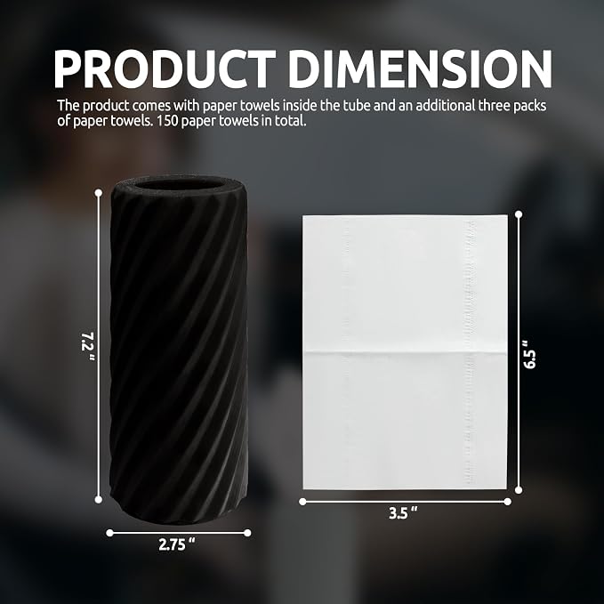Car Cup Holder Tissue with 3 Pack Facial Tissues, Car Tissues Cylinder, Refillable Round Travel Tissue Tube for Vehicle, Office, Home Use (Black) - Image 2