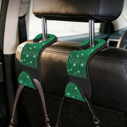 Car Seat Headrest Hook, Automotive Seat Back Organizers, 2PCS | Bling Rhinestone Headrest Hooks with Universal Design, Car Interior Accessories for Holding Handbags Clothes Purses Bottles - Image 6
