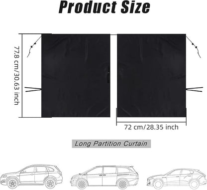 Car Privacy Curtain, Blackout Sun Shade Cover Front & Rear Seat Divider, Sunshade Screen Cover Blocks Light for Sleeping Baby, Fits Sedan SUV Van Truck, Car Accessories, 1 Pack (Black) - Image 2