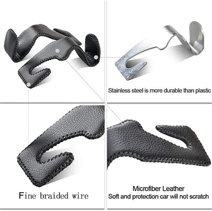 2 Pack Car Headrest Hooks, Microfiber Leather & Alloy Purse Hook Holds 45lb | Durable Alloy Material 360° rotating hooks hold bags, groceries up to 45lb; soft leather protects seats; fits most vehicles - Image 4