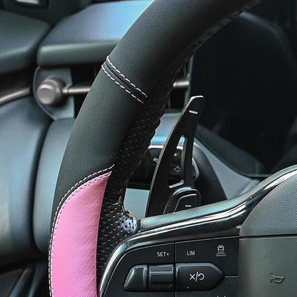 Microfiber Leather Steering Wheel Cover Universal 15 inch(Pink) - Image 6
