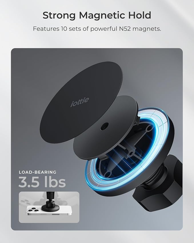 iOttie iTap 3 Magnetic Flush Mount Car Mount Phone Holder with Magnetic Ring Adapter. Compatible with iPhone, Samsung Galaxy, Google Pixel, Huawei, LG, and All Qi Compatible Smartphones - Image 6
