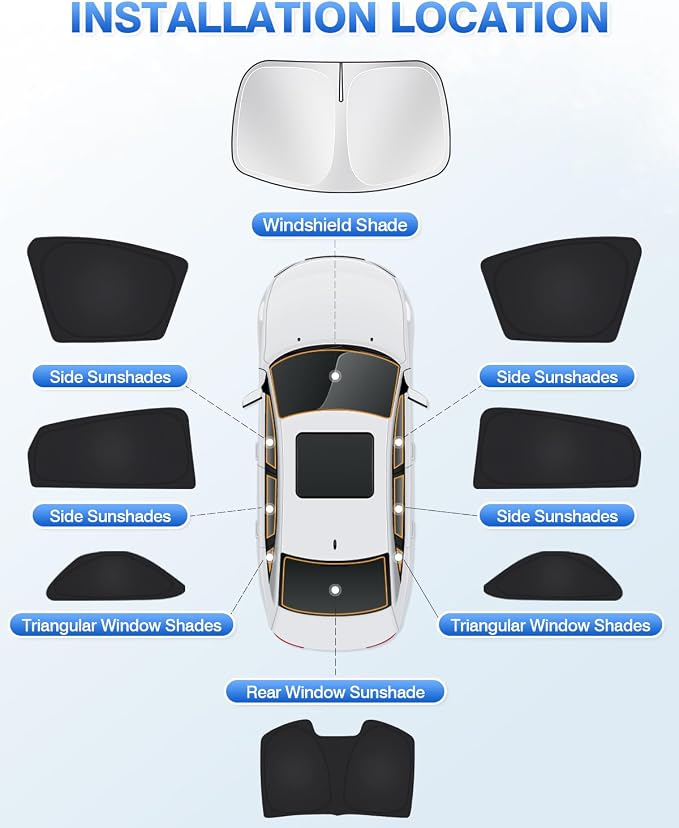 Canvcle Windshield Sunshades for Honda Accord 2018-2022 Side Rear Window Shade Cover Set Window Sun Visor Blocker Privacy Protection Keep Vehicle Cool Black 8PCS - Image 6