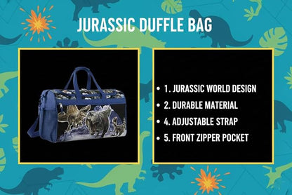 Jurassic World Kids Duffle Bag 16.5" – Dinosaur Travel & Sports Bag with Zipper Pocket, Mesh Side Pockets & Strap - Image 5