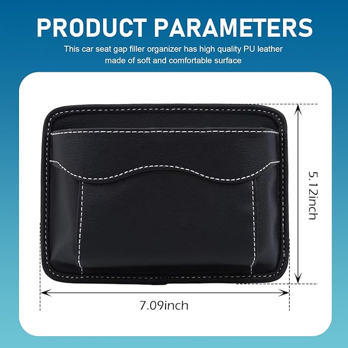 Car Seat Side Pocket Organizer, Premium PU Leather Auto Console Side Pocket, Universal Gap Bag & Pen Holder for Car, Mini Storage Pouch for Phone, Sunglass, Document and Automotive Tray(Black) - Image 2