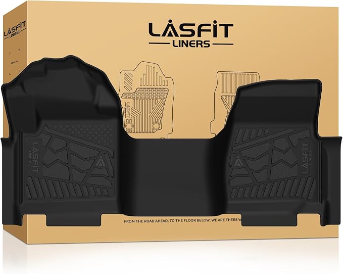 LASFIT Floor Mats for Ford F250 F350 F450 2017-2026 Regular Cab Front Bench Seat (Not Fit Row Bucket Seating) Vinly Floor Super Duty All Weather Protector TPE Car Floor Liner, only 1st, 1pcs Black by LASFIT