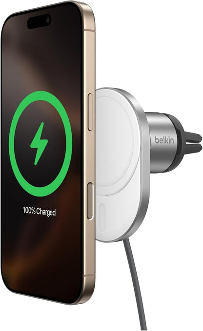 Belkin 15W MagSafe-Compatible Wireless Car Charger, Vent Mount | iPhone 17/16/15/14/13, Pixel 10 compatible, fast charging, secure vent mount, hands-free driving by Unknown