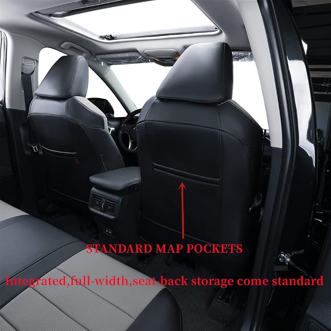 coverdream Customized Car Seat Covers Fit for 2020 2021 2022 Toyota Corolla Hybrid LE &2023-2025 Corolla Hybrid XLE,Fully Covered,Airbag Compatible Leather Seat Protector(Full Set,Black/Gray) - Image 4
