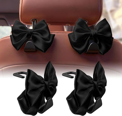 Bow Car Hooks for Purses and Bags, 2 Pack Cute Car Purse Hook, Universal Car Seat Headrest Hooks Bag Holder, Bow Car Accessories, Automotive Purse Hook Hanger Interior Decoration Accessories (Black) by Unknown