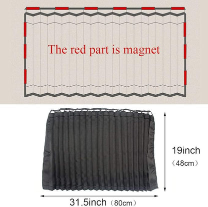 Ovege Magnetic Car Window Shades Back Seat Privacy Curtains Baby | UV Protection, 2 Pleated Silky car curtains ，100% blackout, steel frame compatible - Image 4