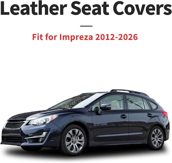 For Subaru Impreza 2012-2025 2026 Car Seat Covers, Front Pair, Redline | Luxury Full Coverage Leather Seat Protectors, Waterproof Breathable, Non-Slip, Easy to Install, Airbag Compatible, All-Season - Image 4