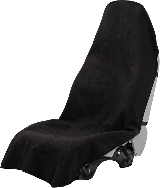 Prpeko Terry Cloth seat Cover Universal Waterproof Car Sport Towel Seat Cushion Non-Slip Sweat-Absorbent Towel Cloth Suitable for Gym Workout, Universal Fit for Car SUV Van-Black by Prpeko