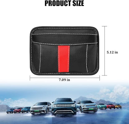 Car Seat Side Pocket Organizer, Leather Vehicle Seat Gap Filler Organizer, Automotive Console Side Cell Phone & Sunglasses Holder Storage Bag, Universal for SUV Automobile Truck (Black) - Image 2