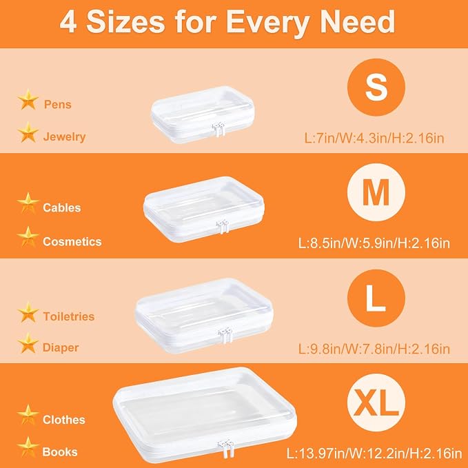 Clear Hard Shell Zipper Case,Diaper Bag Organizer Pouches,Clear Zipper Pouches,TSA Approved Travel Toiletry Bag, Organizer Bins for Toy Storage, Makeup Organizer and Car Organization LMS White - Image 6