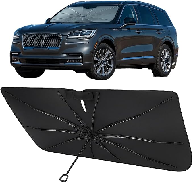 Proadsy Custom Fit 2020-2026 Lincoln Aviator Windshield Sun Shade Umbrella | Advanced Ice Crystal Material, -54°F Cooler, Zero-Gap Sunblock, Instant Setup & Foldable Design for Summer Parking, Daily Use by Proadsy