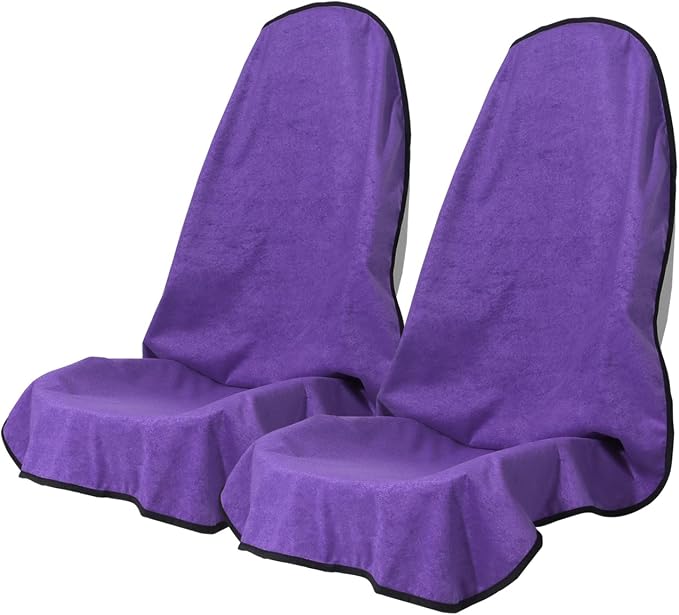 Sweat Towel Car Seat Cover Protector Front Seats for Gym Workout, Running, Swimming, Beach and Hiking, Waterproof Universal Seat Cover for Car, Trucks, Van & SUV (1, Purple, Front) by Unknown