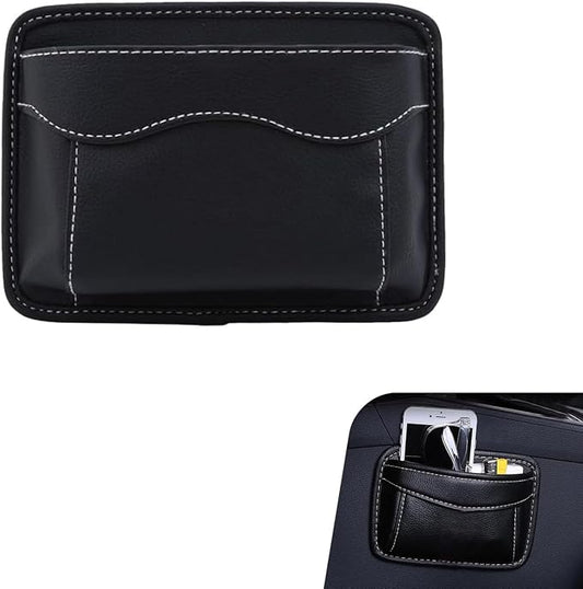 Car Seat Side Pocket Organizer, Black PU Leather Mini Auto Seat Storage Bag, Pen Phone Holder Tray Pouch Vehicle Seats Gap Filler, Universal Organize for Documents Registration Notepad by Unknown