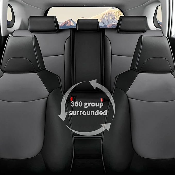 Custom Fit for Toyota Corolla Cross Hybrid 2023 2024 2025 Faux Leather Car Seat Covers Full Set Compatible Airbag Corolla Cross Hybrid S,SE,XSE Seat Protector Sedan Black+Grey - Image 4