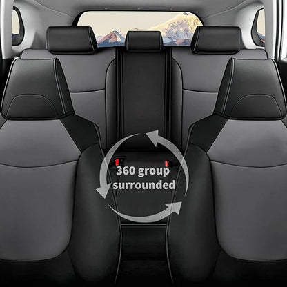 Custom Fit for Toyota Corolla Cross Hybrid 2023 2024 2025 Faux Leather Car Seat Covers Full Set Compatible Airbag Corolla Cross Hybrid S,SE,XSE Seat Protector Sedan Black+Grey - Image 4